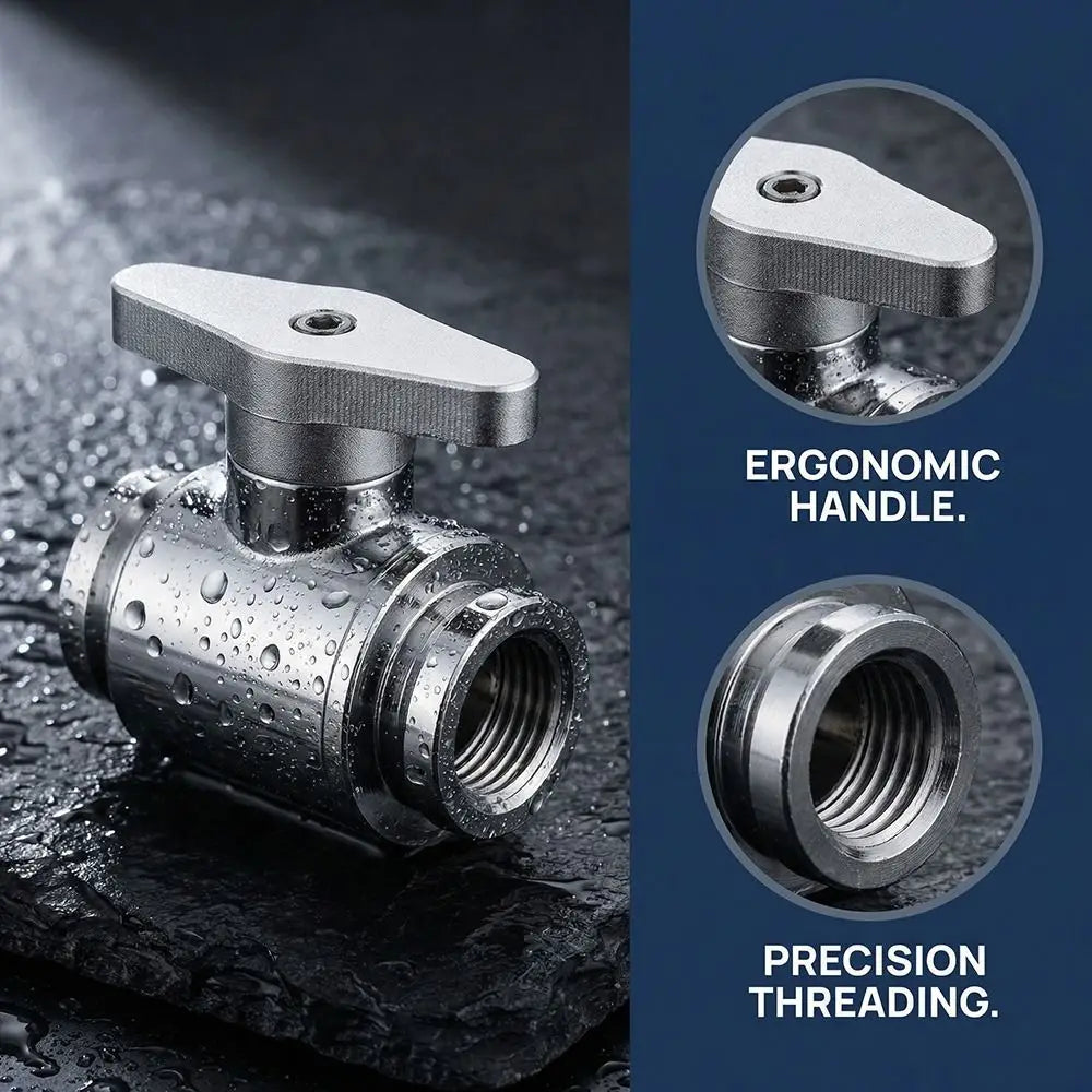 Durable G1/4 Internal Thread Stop Valve Silver Handle Precise Water Ball Valve Internal Thread Valve Rigid Tubing