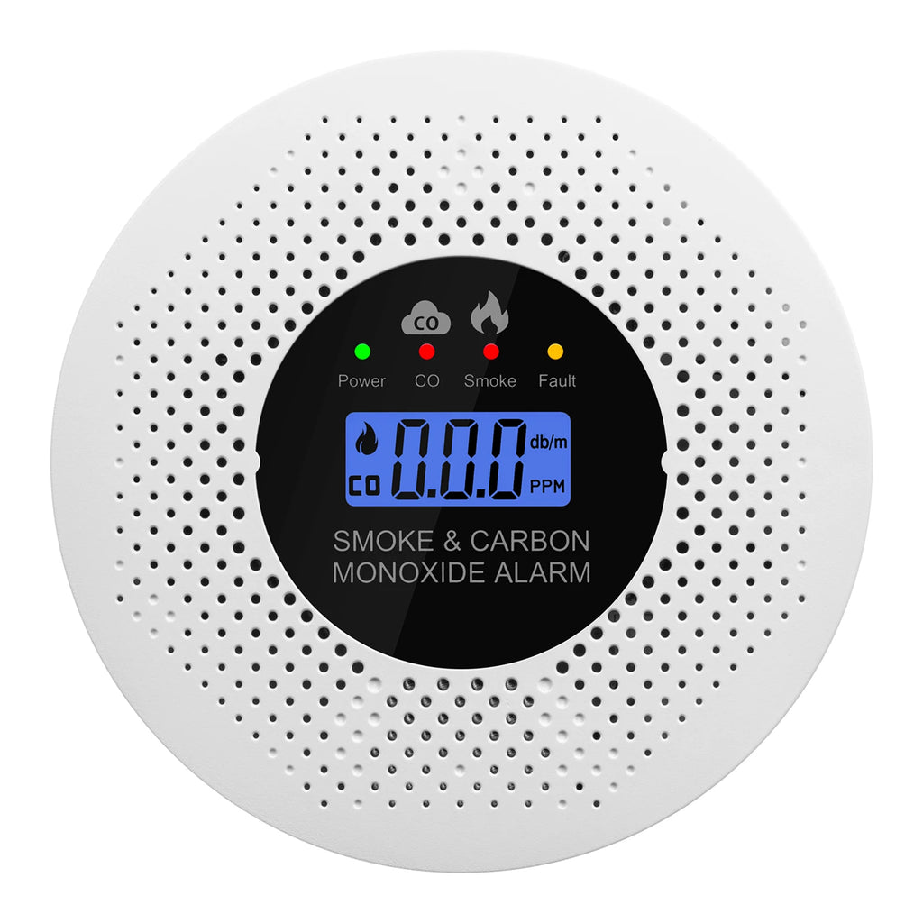 Smoke and Carbon Monoxide Detector with LCD Display Carbon Monoxide Alarm Powered by Battery for House Apartment Kitchen