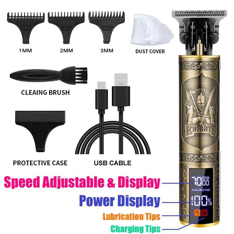 Vintage USB Fast Charging Cordless Hair Clipper Trimmer Portable Electric Shaver Professional Barber Hair Cutting Machine