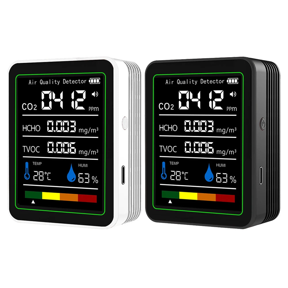 5 In 1 Formaldehyde Monitor Digital Display Carbon Dioxide Detector Temperature Humidity Monitor for Air Quality Detecting
