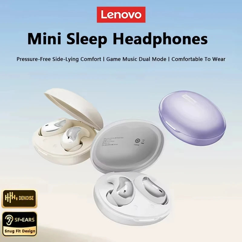 Original Lenovo LE203 TWS Wireless Bluetooth Sleep Earphones Sleep Invisible Earbuds Hidden Tiny Headphone With Mic Comfortable