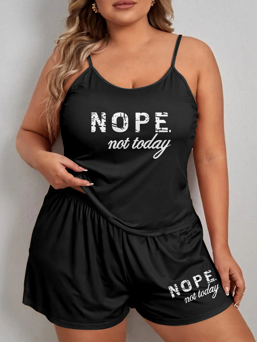 Hot Selling 5XL 3XL Plus Size Letter Print Pajama Set Women Camisole Shorts Two Piece Loose Wearable Outside Lounge Wear Summer
