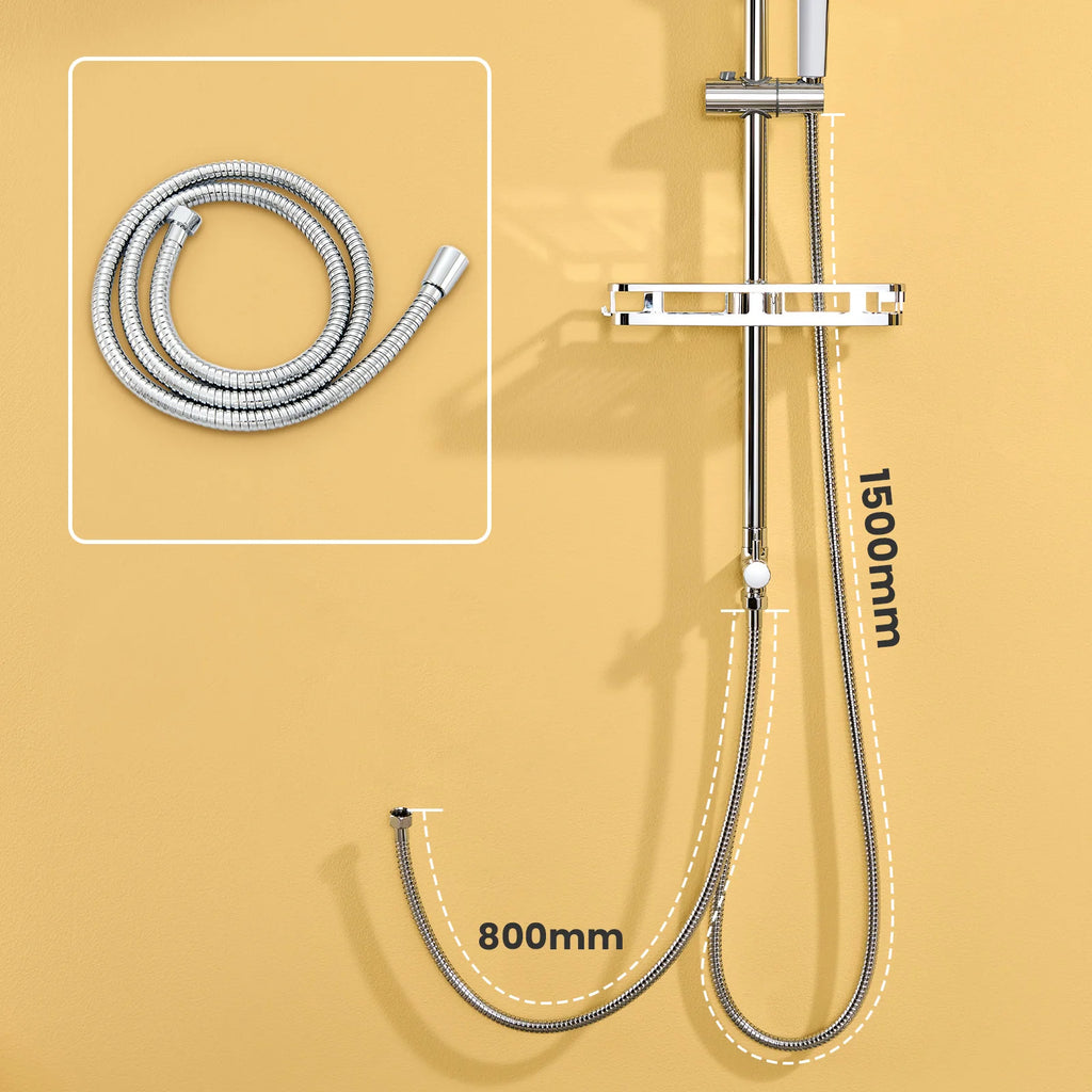 Mixer tap-free shower column with soap holder, head shower 25 cm, shower high pressure 4 jets