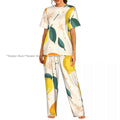 Women's Comfort Pajamas Women's Watercolor Lemons Oranges Short Sleeve Set Sleepwear