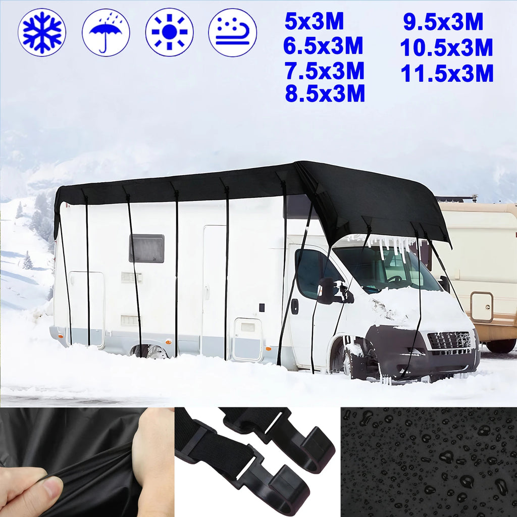 Heavy Duty RV Roof Cover Waterproof UV Resistant Fits 16-37 ft RVs Travel Trailers Class A/B/C Motorhomes Popup & Truck Campers