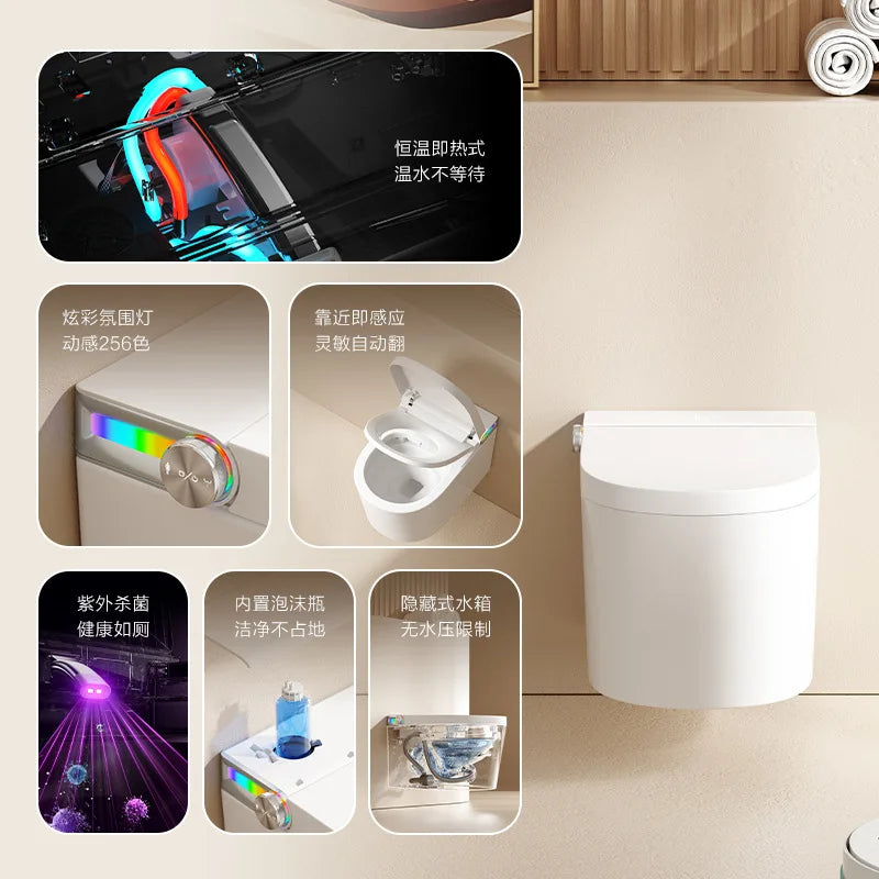 Wall-mounted smart toilet automatic flip modern simple no water pressure limit household bathroom siphon