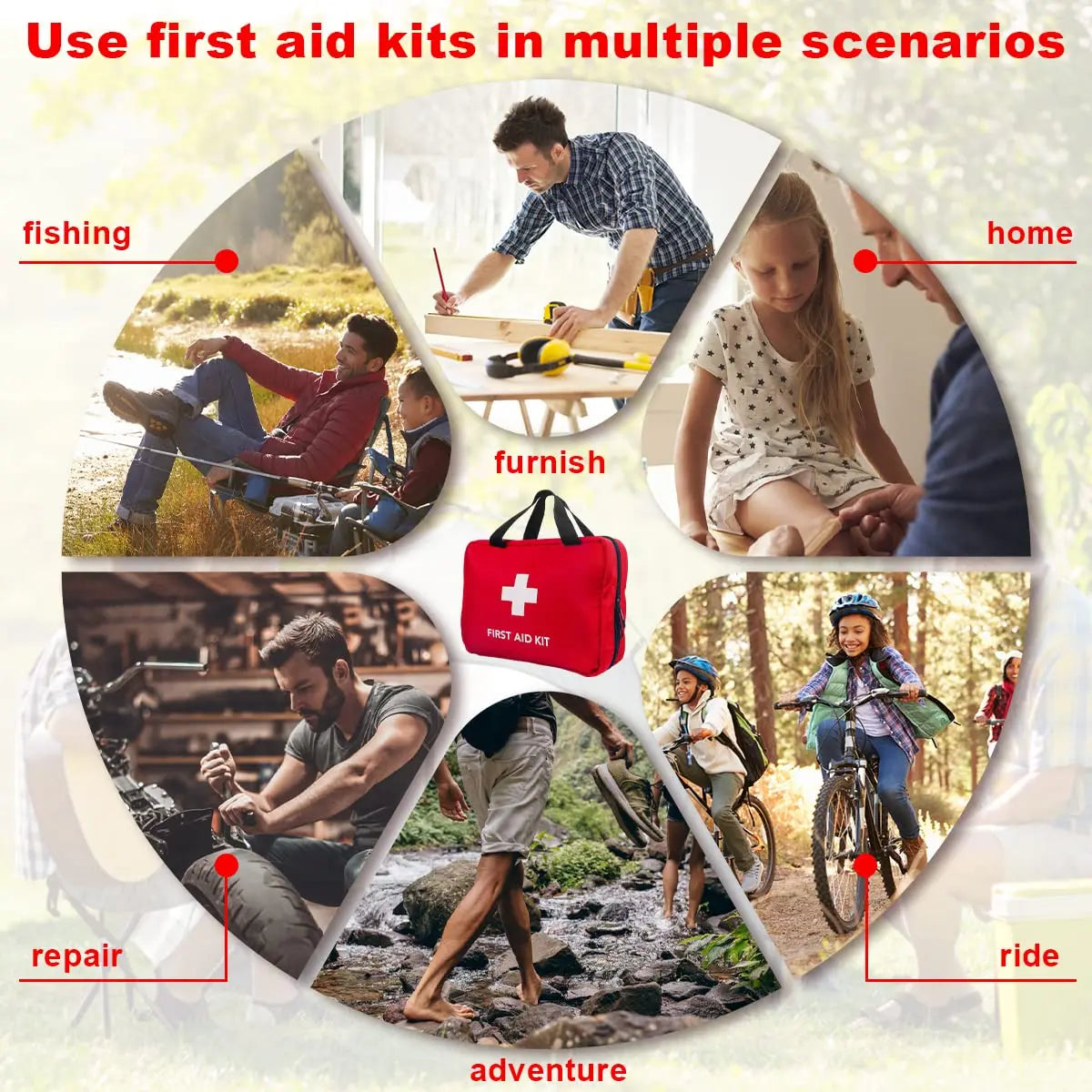 Emergency Medical First Aid Kit Portable 16-300Pcs Survival Set for Outdoor Camping Hiking Travel Handbag