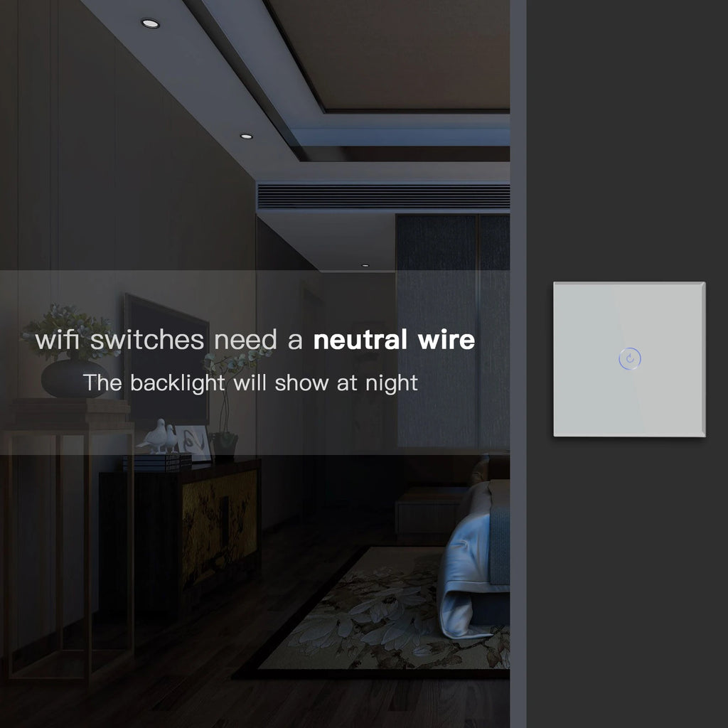 BSEED Wifi Light Touch Switch 1/2/3Gang 1/2/3 Way Smart Switch Wireless Wifi Roller Shutter Switch Support For Tuya Smart Home