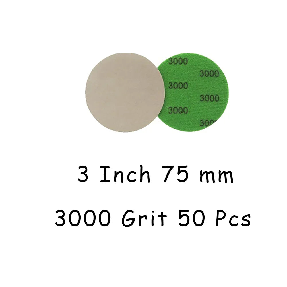 3 Inch Wet and Dry Sanding Paper 75mm Silicon Carbide Sandpaper 4/50/130 Pcs Hook and Loop Sanding Pad for Polishing Car Metal