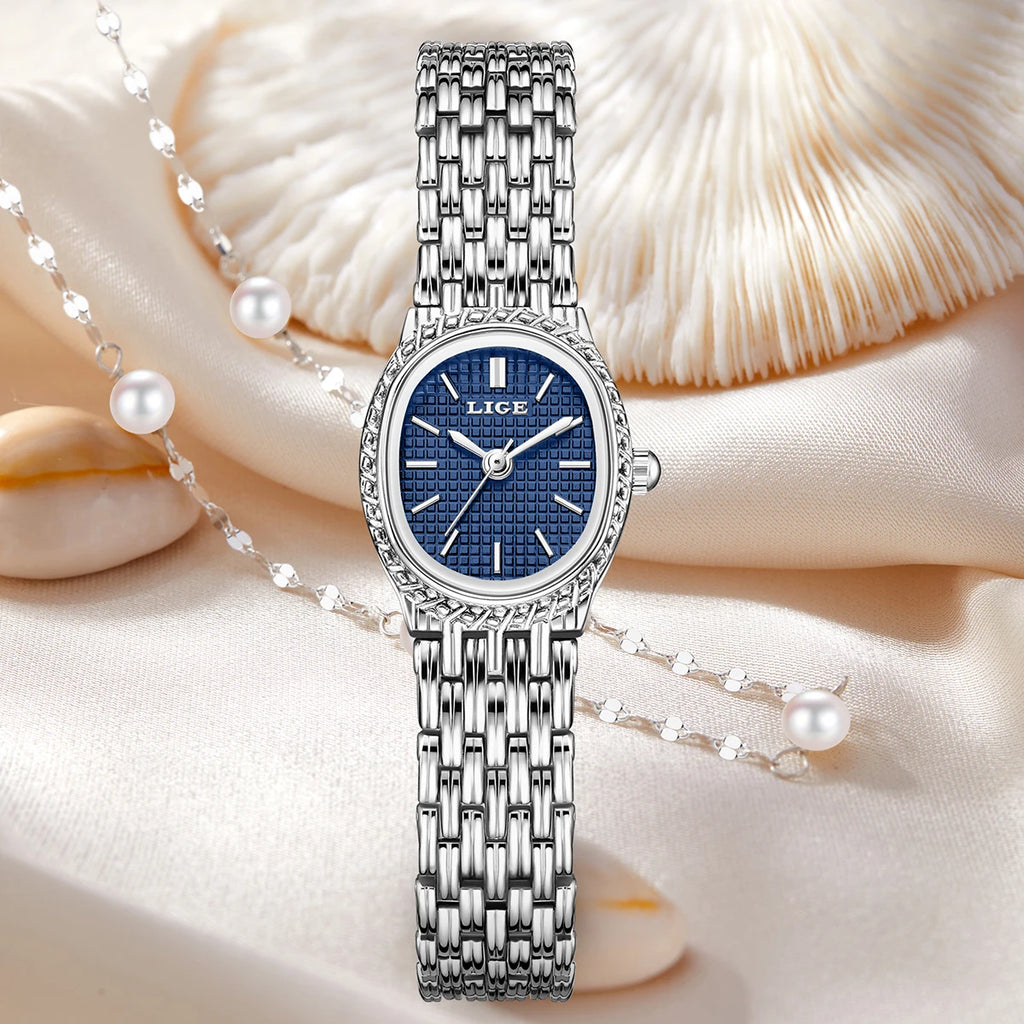 LIGE Fashion Luxury Quartz Woman Watch Elegant Classic Simple Dial Waterproof Stainless Ladies Watches for Women Reloj Mujer+Box