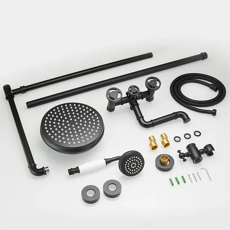 Industrial Style Wall Mounted Hot and Cold Shower System for Hotel Bathroom Set with Brass Mixed Valve Shower Set SF6007