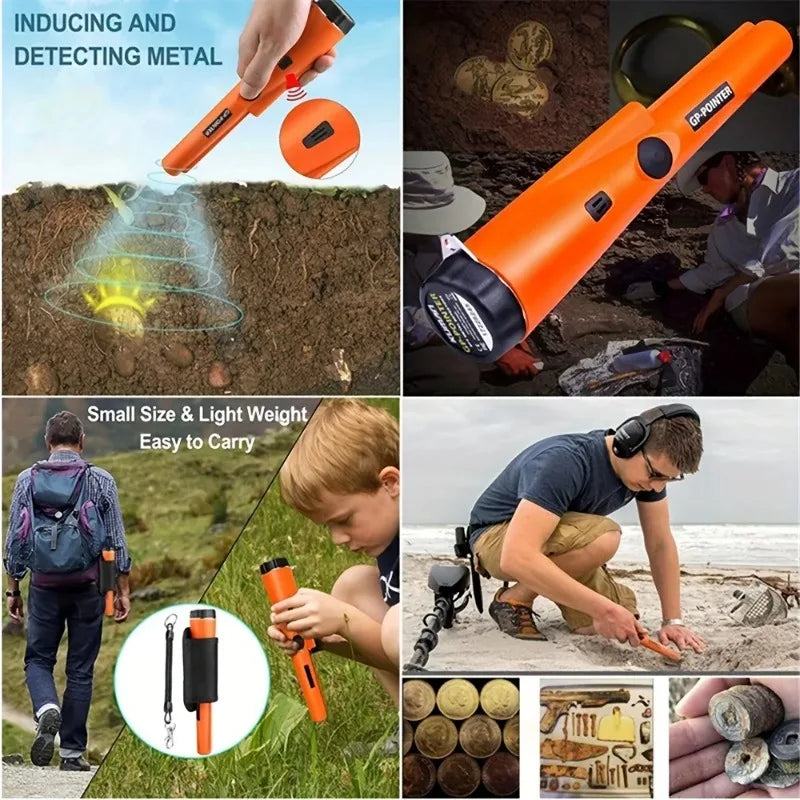 New 2024 Handheld Metal Detector GP Pointer Precise Positioning Treasure Hunt Waterproof Locator Pole LED Light