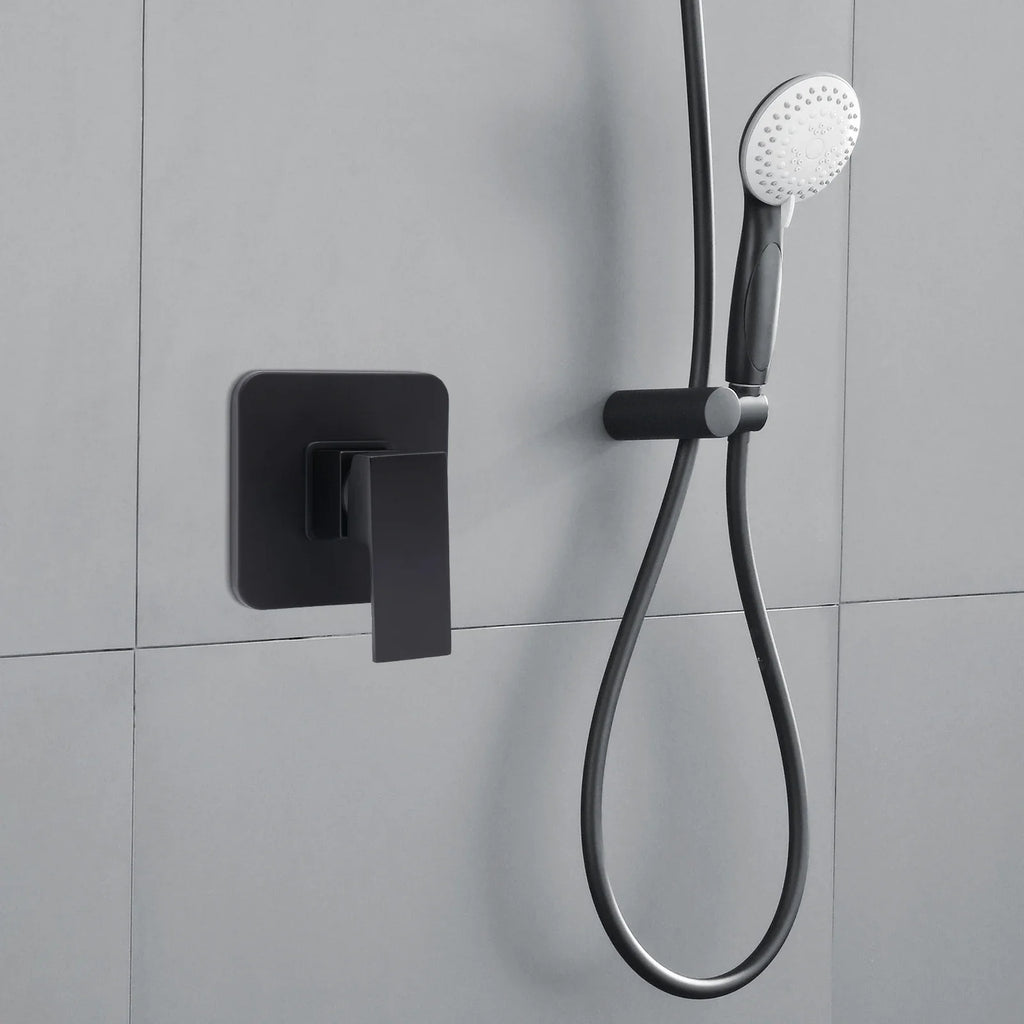 Black Shower Handle Valve Core Kit, Single Function Embedded Concealed Mixing Valve with Ceramic Core for Bathroom and Kitchen