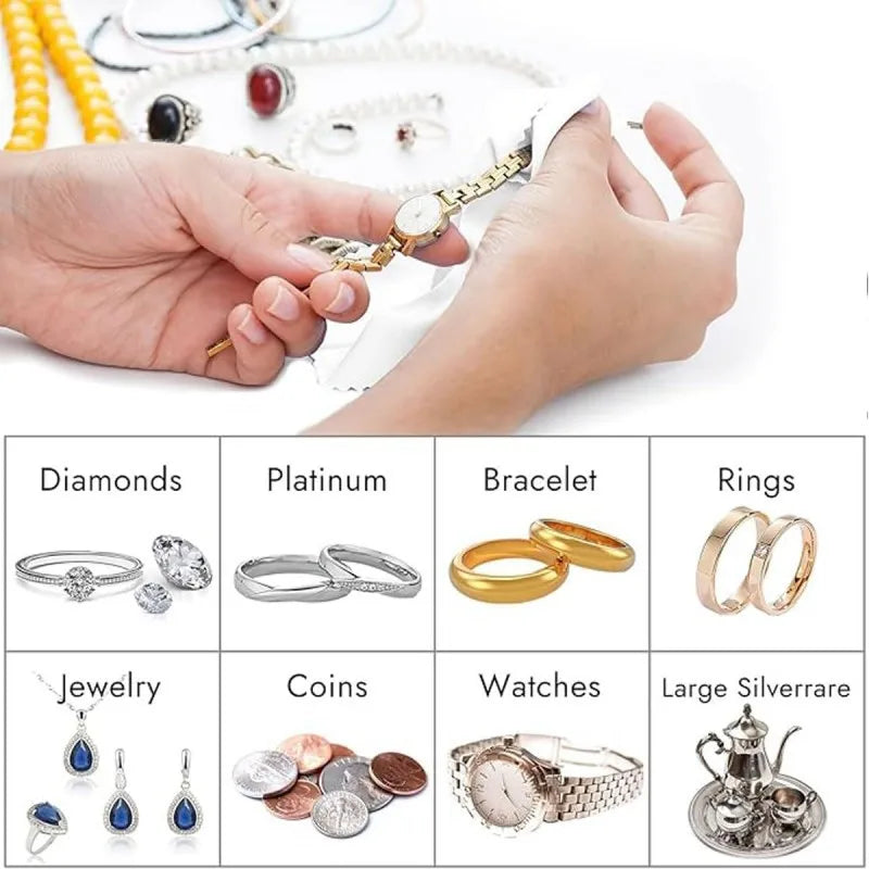 【4 Pcs Jewelry Polishing Kit】Polishing Cloth & Brush Set for Silver, Gold, Metal Cleaning - Jewelry Care & Restoration Tools