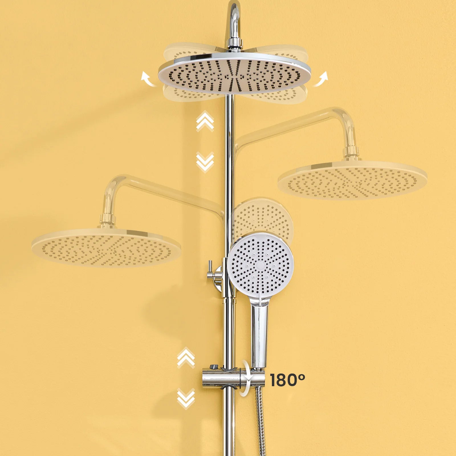 Mixer tap-free shower column with soap holder, head shower 25 cm, shower high pressure 4 jets