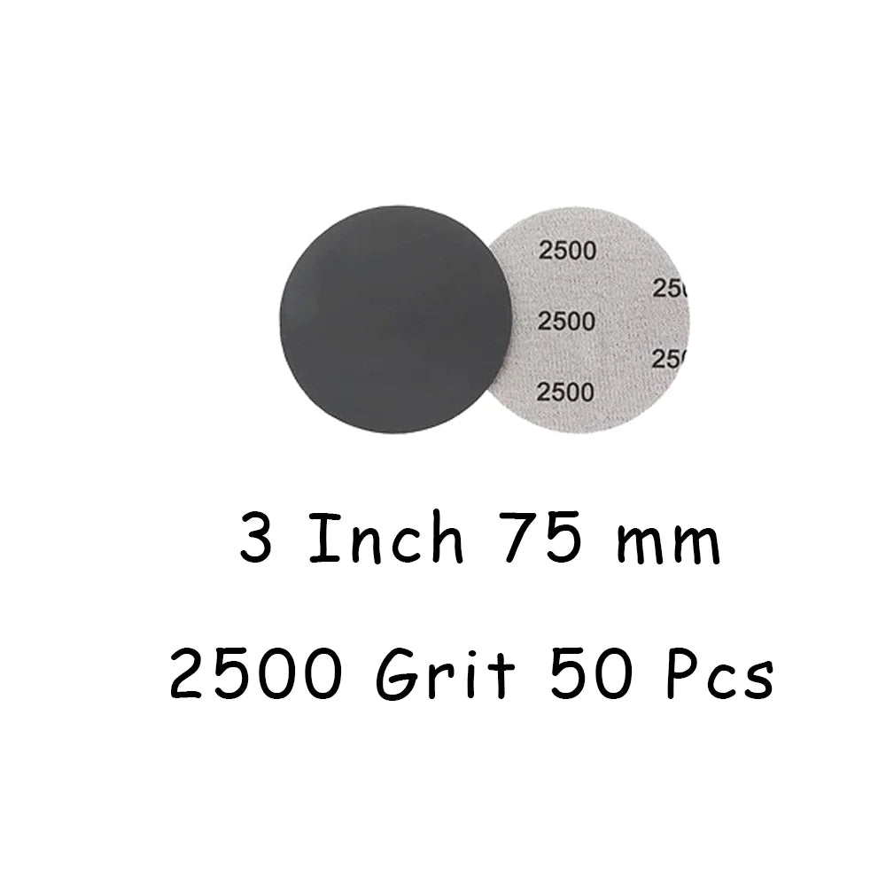 3 Inch Wet and Dry Sanding Paper 75mm Silicon Carbide Sandpaper 4/50/130 Pcs Hook and Loop Sanding Pad for Polishing Car Metal