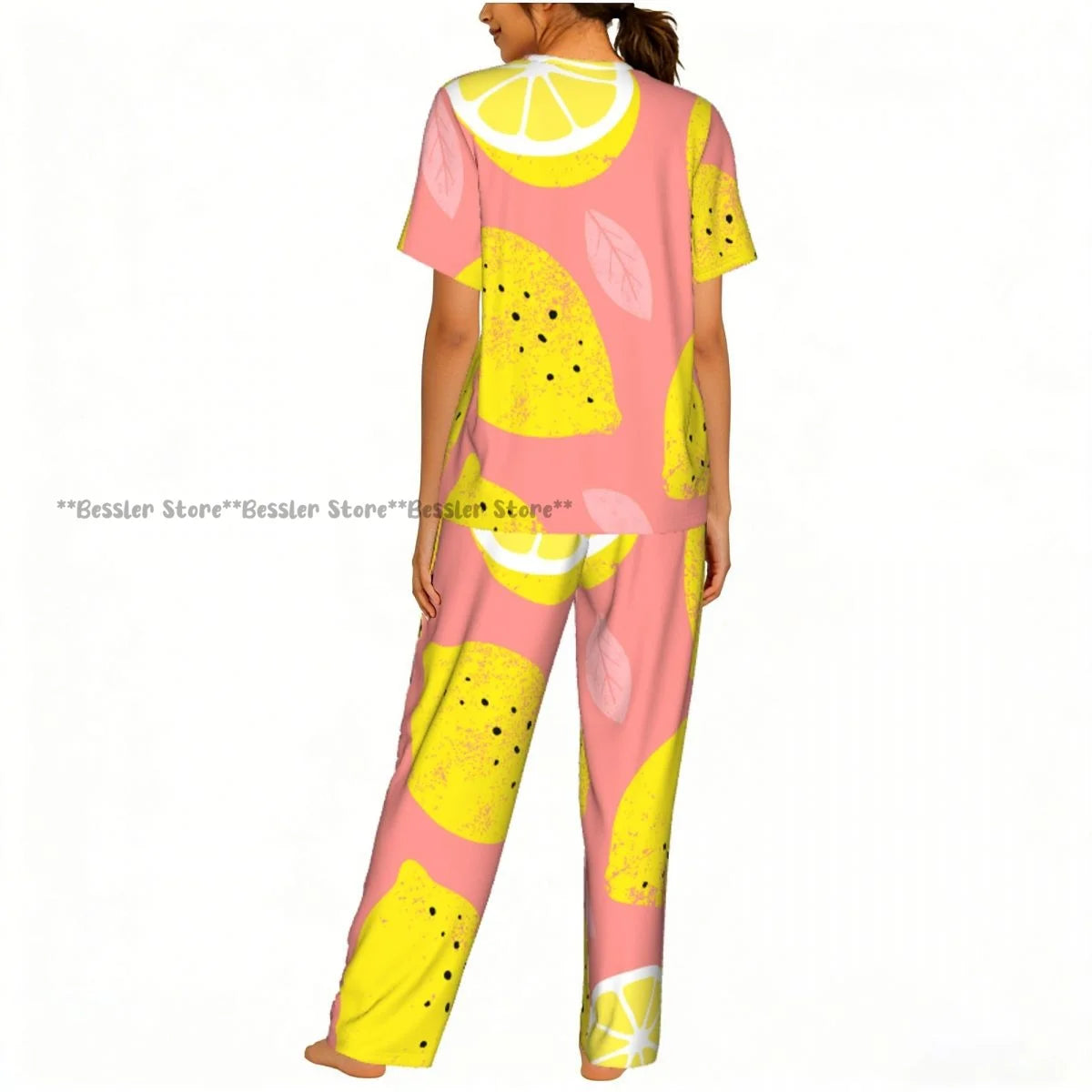Women's Comfort Pajamas Women's Summer Lemon Short Sleeve Set Sleepwear