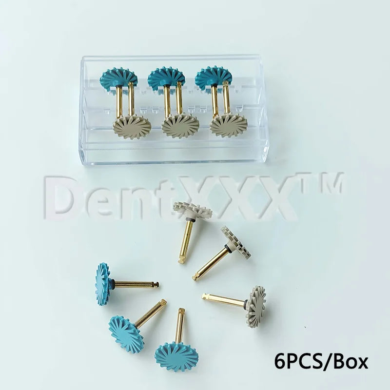 6 Pcs/Box Rubber 14MM Cyclone Wheel Polishing Set Shank Dia2.35mm for Low Speed High-Brightness Polishing of Composite Materials