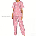 Women's Comfort Pajamas Women's Ribbon Bows Pattern Short Sleeve Set Sleepwear