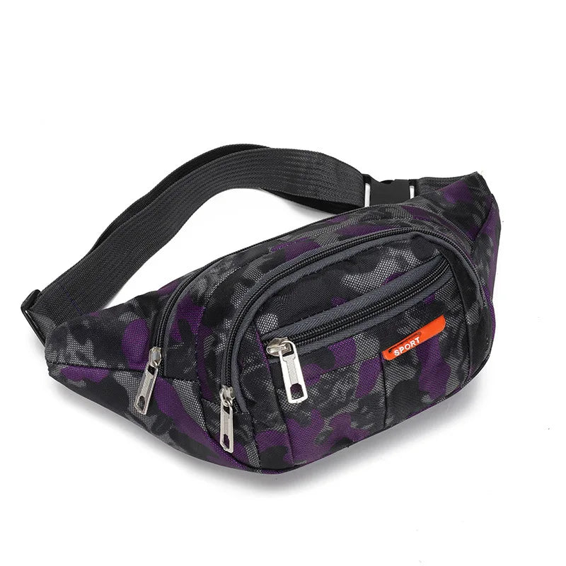 Camouflage Print Men Waist Bag Pack Purse Casual Large Phone Belt Bag Pouch Women's Canvas Travel Phone Bag Fanny Banana Bag Hip
