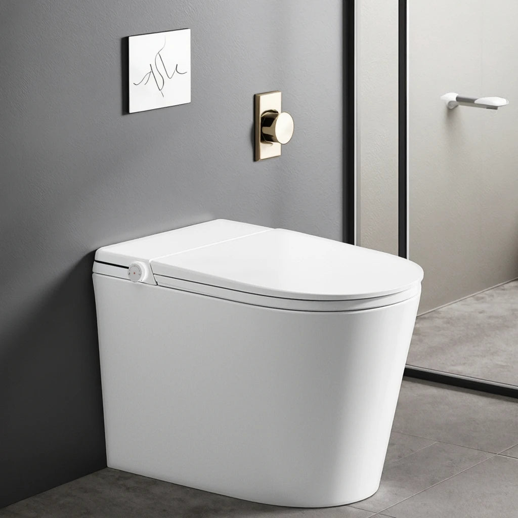 Home Hotel Sanitary Ware Electric Closestool Floor-Standing Ceramic One Piece Commode Self-Cleaning Nozzle Bathroom Toilet