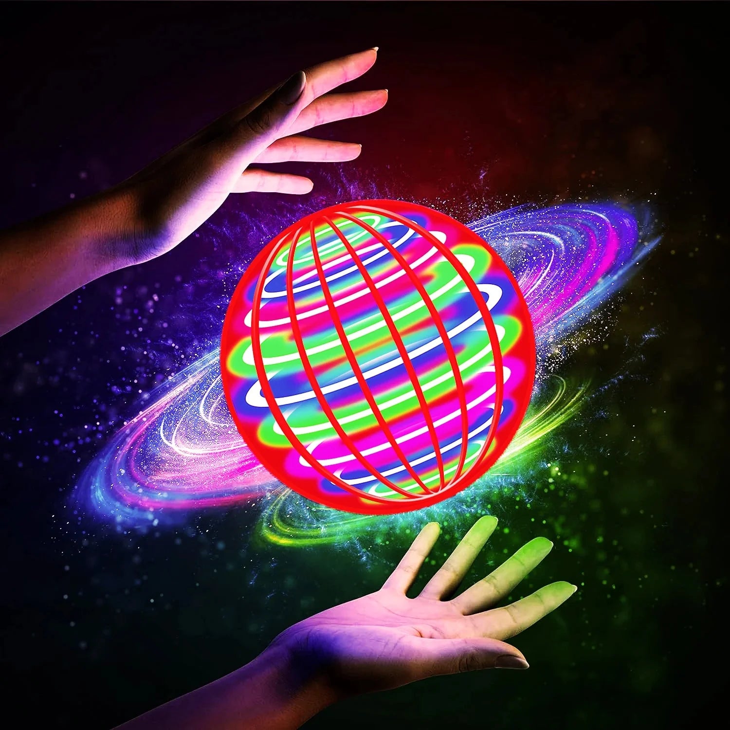 Flying ball, automatic spinning ball, dazzling LED lights, magic levitation, fan, UFO flying machine, toy, gift, game, sports ball