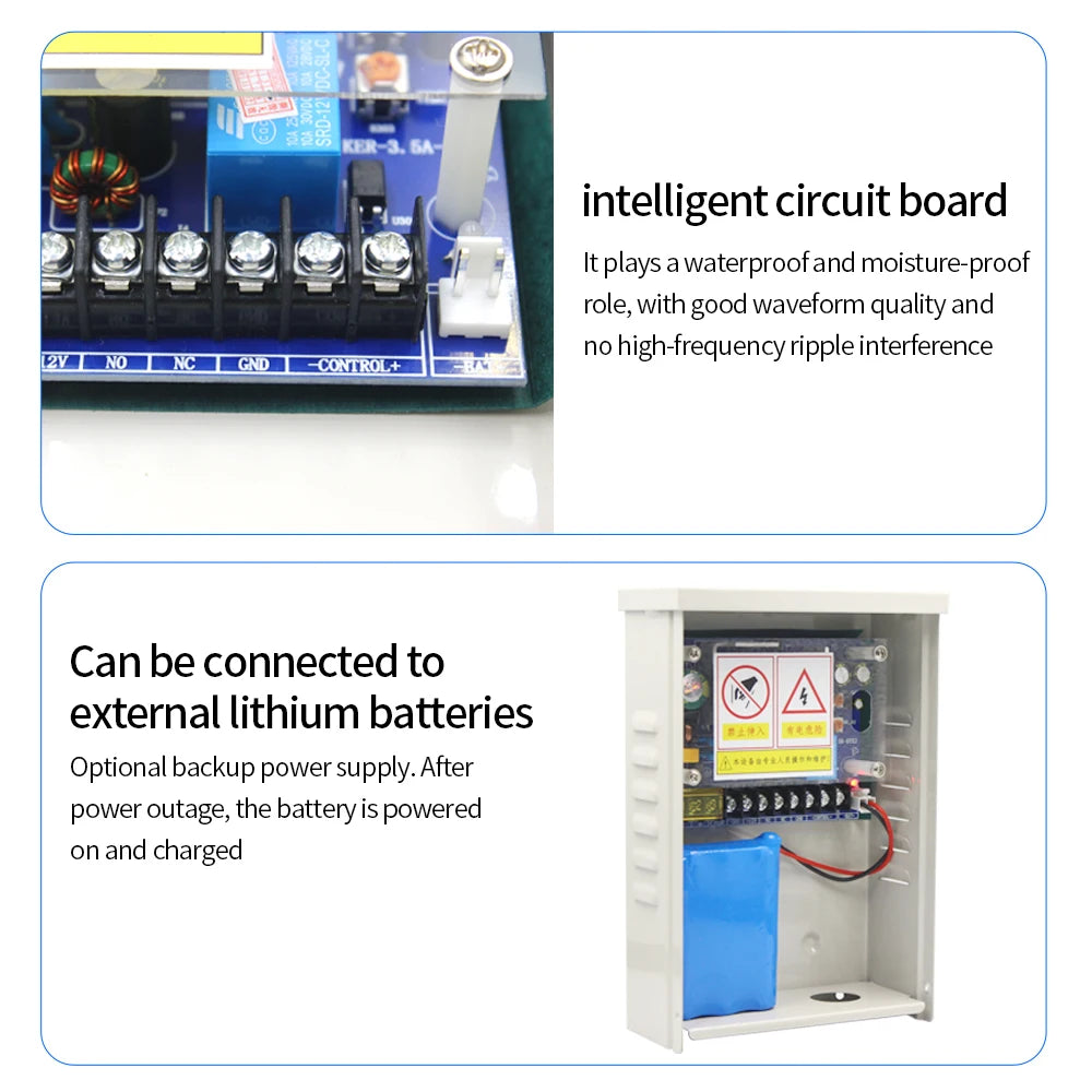 Raniproof DC 12V Access Control Power Supply Switch 5A Output AC110V-240V Input Power Source Supplier Adapter for Video Intercom