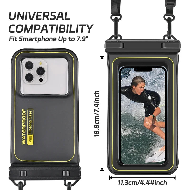 HAISSKY Sponge Float Waterproof Swimming Bags Crossbody Travel Surfing Storage Pouch For iPhone 17 16 Pro Max 15 Samsung Xiaomi