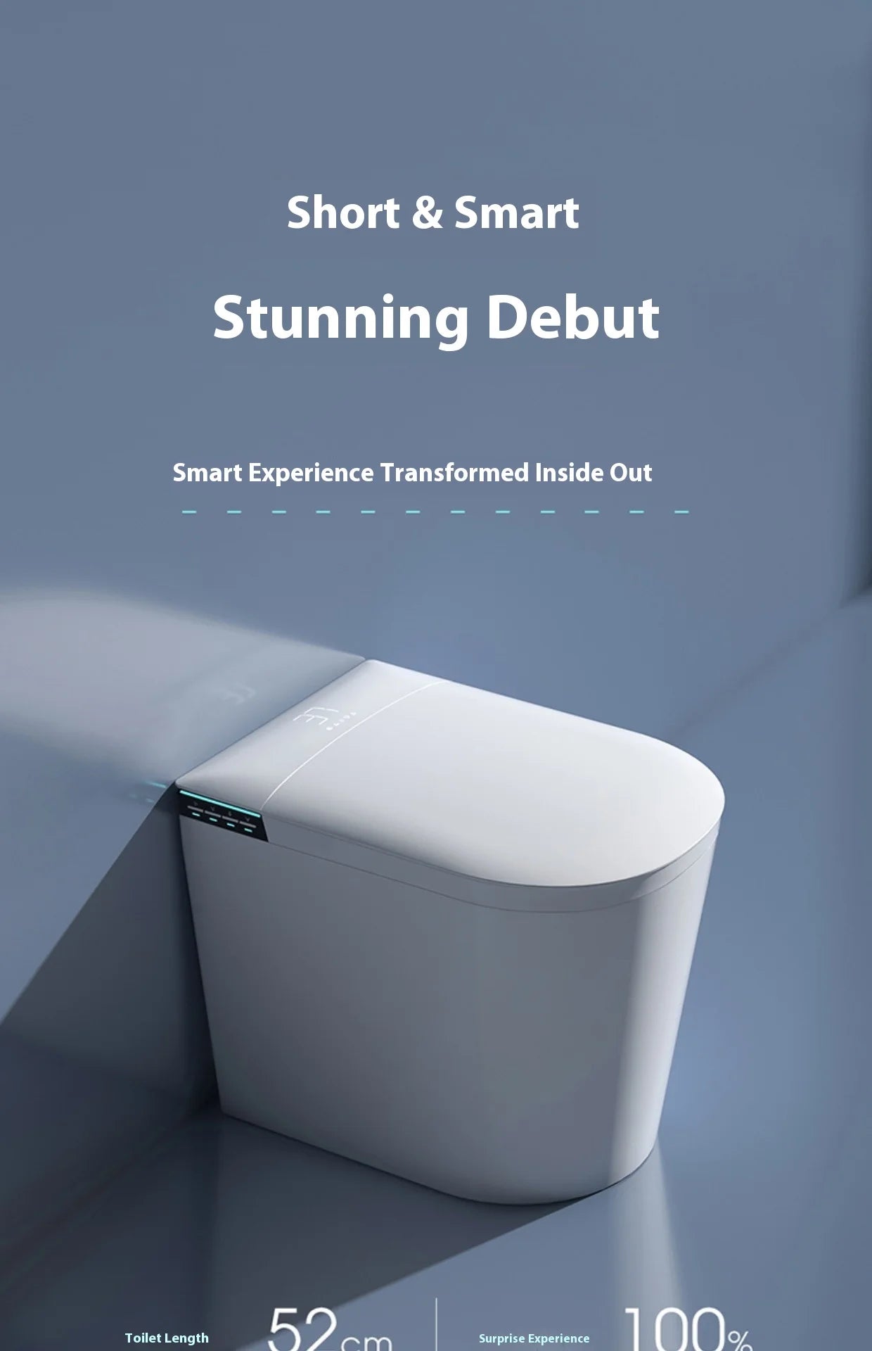Small Size Intelligent Smart Toilet Floor Mounted Sanitary Ware Save Space Automatic Ceramic P-Trap Remote Control Water S-Trap