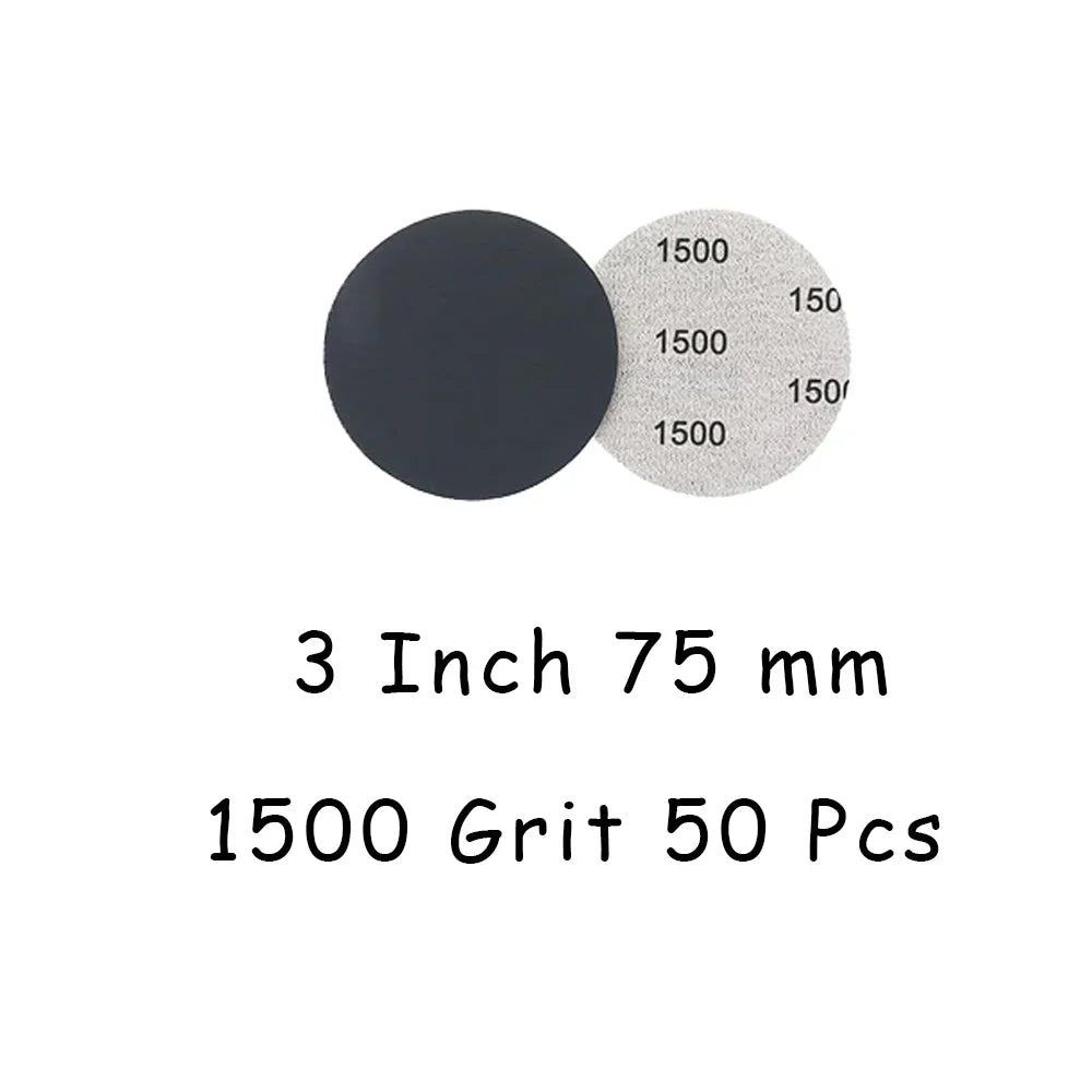 3 Inch Wet and Dry Sanding Paper 75mm Silicon Carbide Sandpaper 4/50/130 Pcs Hook and Loop Sanding Pad for Polishing Car Metal