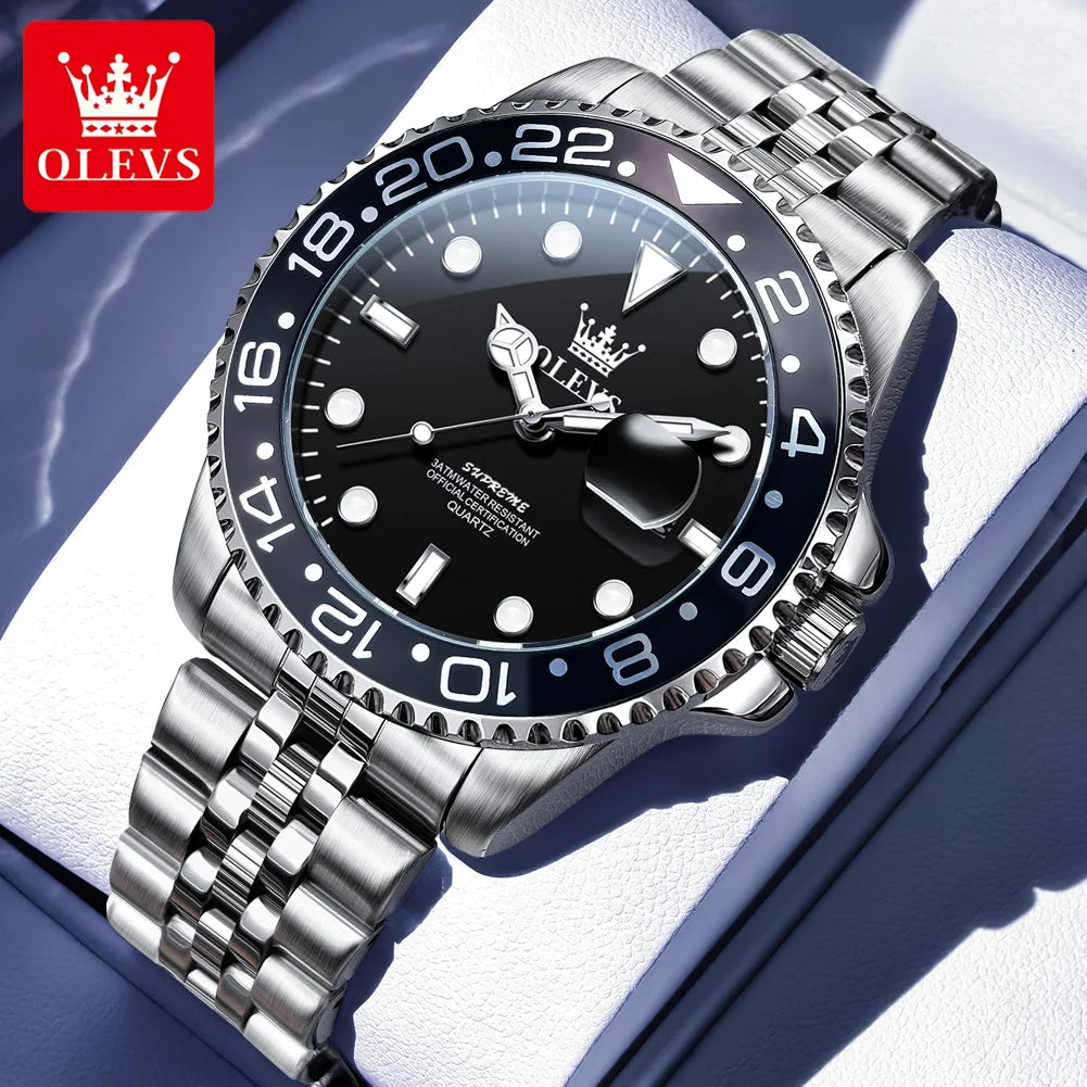 OLEVS 5657 Original Brand Men's Watch Business Dress Wristwatch  Waterproof Calendar Moon phase Quartz Watch Men