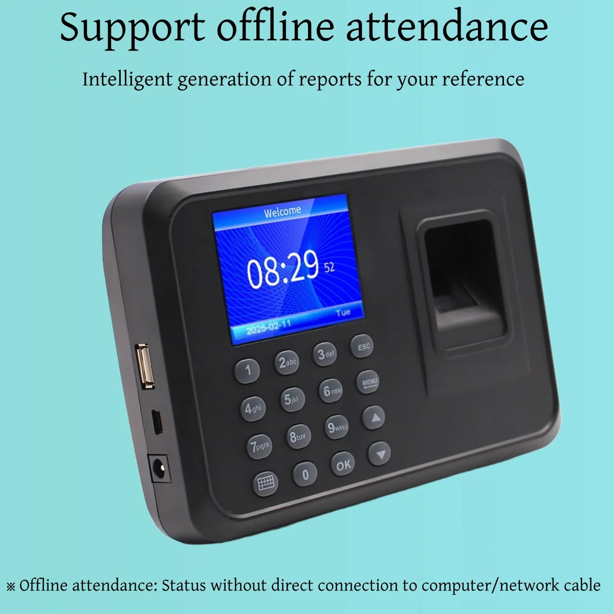 Software Free 2.4'' Fingerprint time attendance machine biometric recorder Fingerprint Time Clocks for Employees Small Business