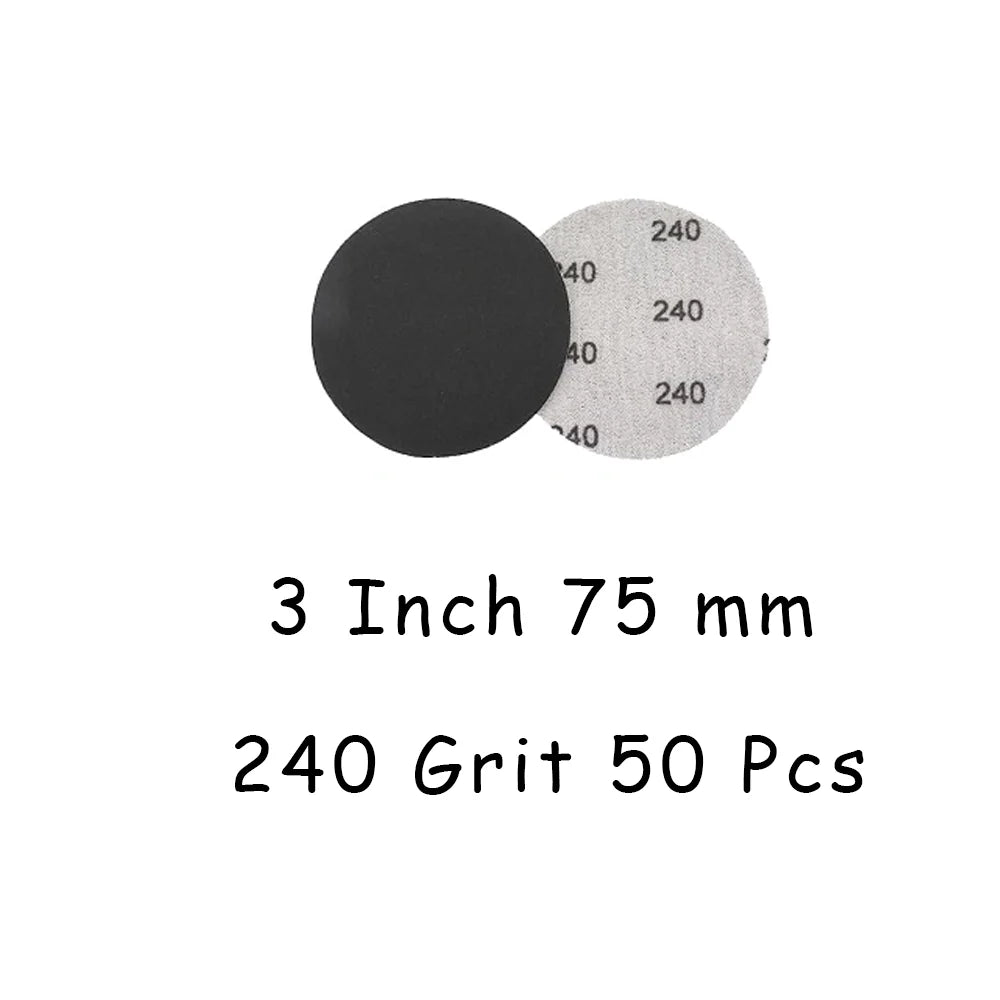 3 Inch Wet and Dry Sanding Paper 75mm Silicon Carbide Sandpaper 4/50/130 Pcs Hook and Loop Sanding Pad for Polishing Car Metal