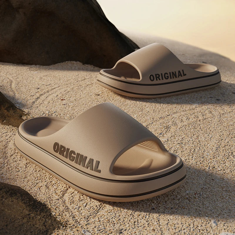 Mens Thick Sole Indoor Bathroom Anti Slip Shoes Summer Couple Sandals Feslishoet Women Letter Slippers Beach Slides Solid Color