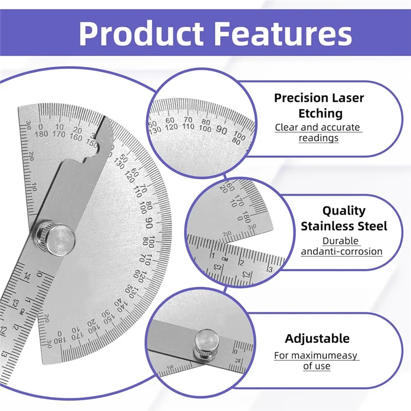 Y45A-15-120 Degree Knife Angle Finder And 180 Degrees Protractor Kit Bevel Gauge Angle Gauges Ruler Measuring Tool