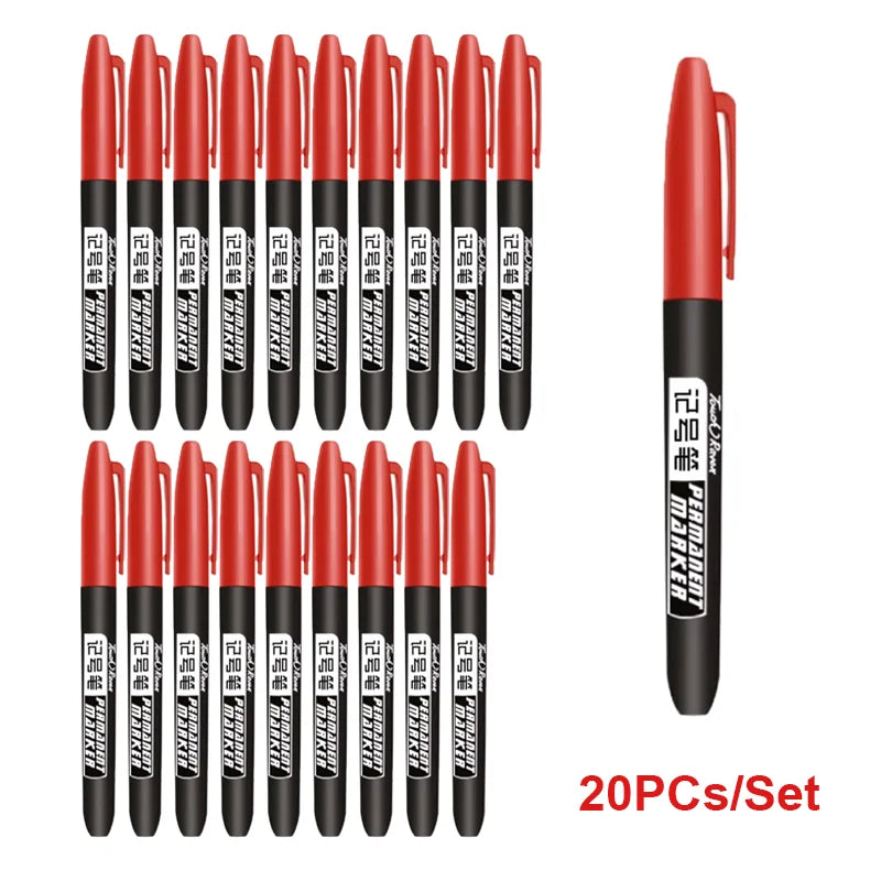 6-20PCs/Set Permanent Marker Pen Fine Point Waterproof Markers Thin Nib Crude Nib Black Blue Red Ink 1.5mm Fine Color Marker Pens