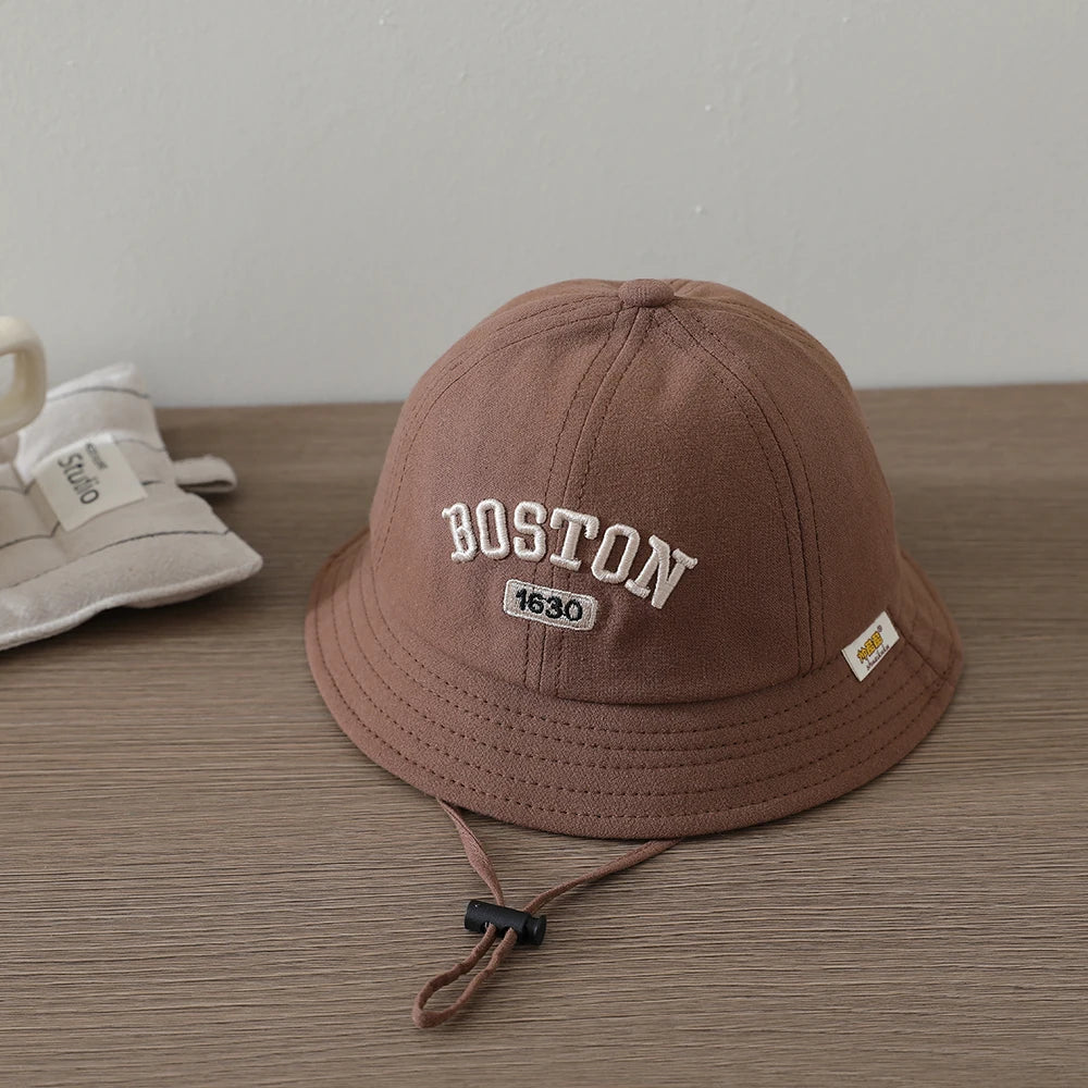 Kids Fisherman Caps Spring Autumn Infant Baby Boys BOSTON Embroidered Sun Hats Toddler Accessories Girls Bucket Hat