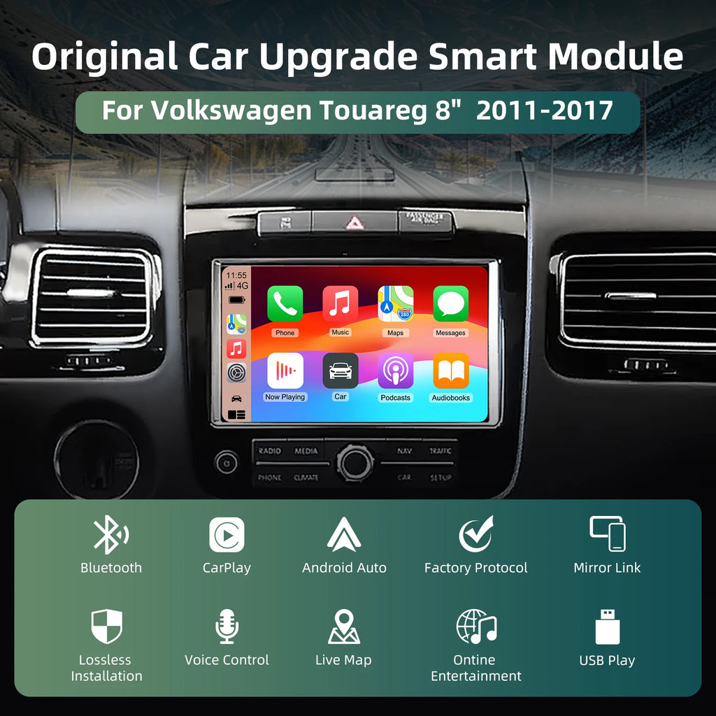 Ezonetronics OEM Screen Upgrade Decoder Box CarPlay Android Car Modification Kit for Volkswagen Touareg 8" 2011-2017