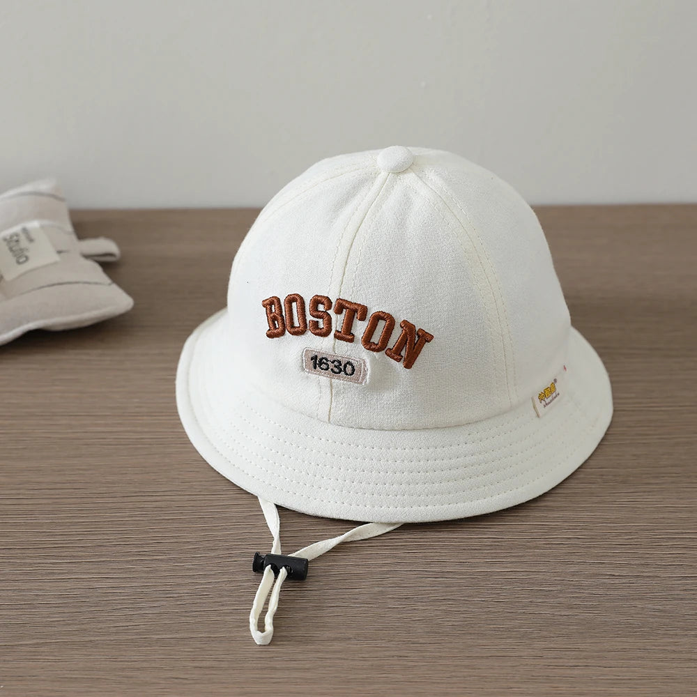 Kids Fisherman Caps Spring Autumn Infant Baby Boys BOSTON Embroidered Sun Hats Toddler Accessories Girls Bucket Hat