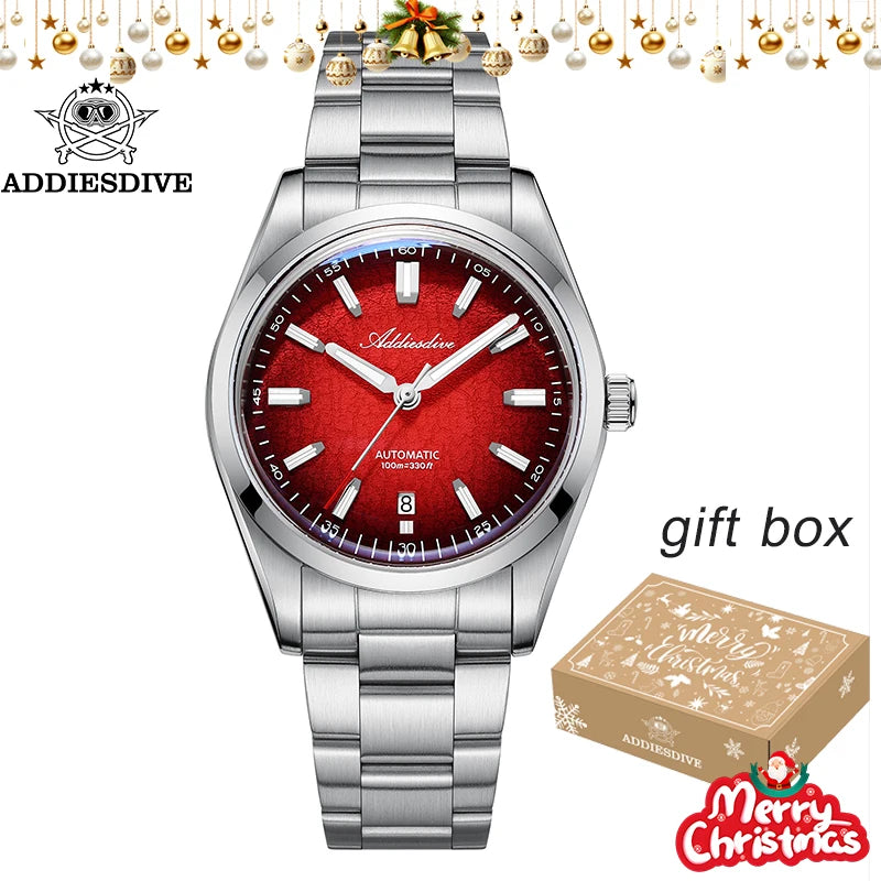 ADDIESDIVE Watch For Gift 39mm Automatic Mechanical Domed Glass 316L Stainless Steel Luminous Waterproof 200m Men Wristwatch New