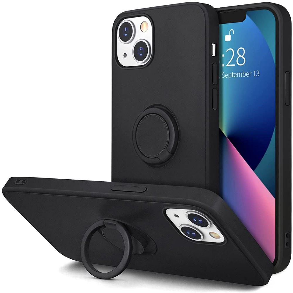 Cellect Samsung S22 Ultra szilikon tok gyűrűvel fekete (CEL-RING-S22U-BK) (CEL-RING-S22U-BK)