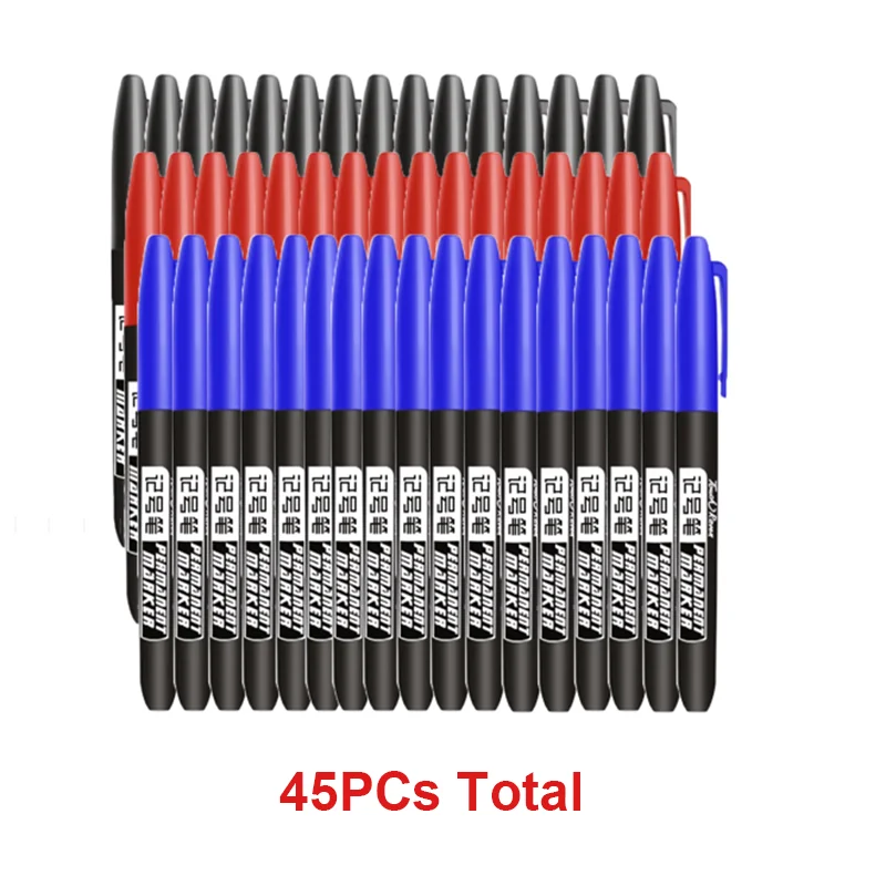 6-20PCs/Set Permanent Marker Pen Fine Point Waterproof Markers Thin Nib Crude Nib Black Blue Red Ink 1.5mm Fine Color Marker Pens