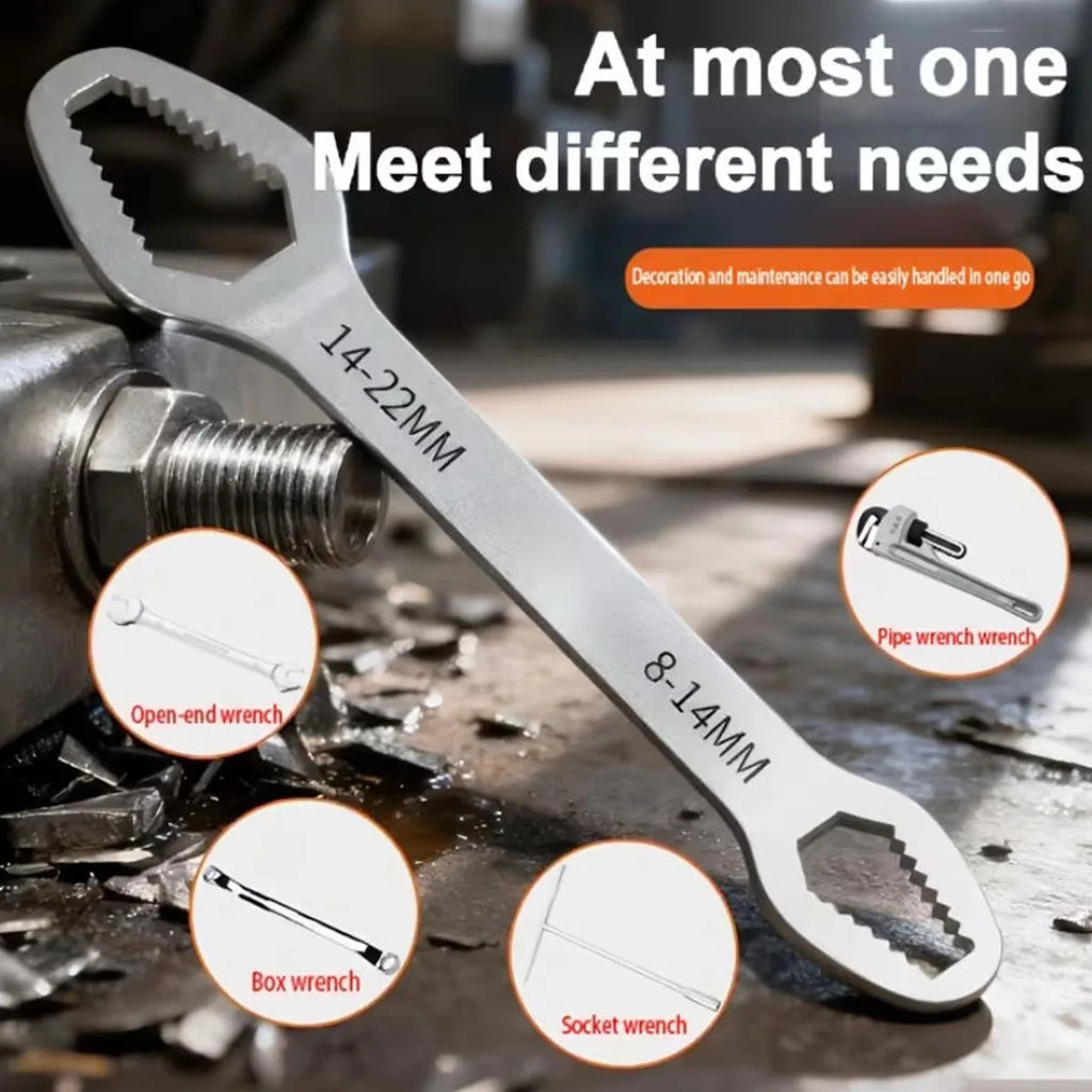 3 to 17 Double-Ended Box Wrench, Hexagon Solid Wrench, Repair Tool for Screws and Nuts, Black, Multifunctional, Various Diameters
