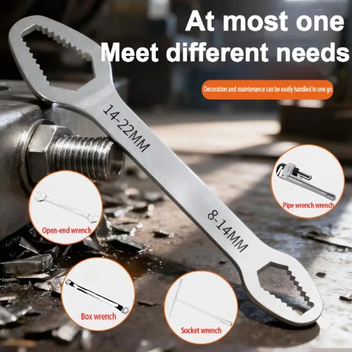 3 to 17 Double-Ended Box Wrench, Hexagon Solid Wrench, Repair Tool for Screws and Nuts, Black, Multifunctional, Various Diameters