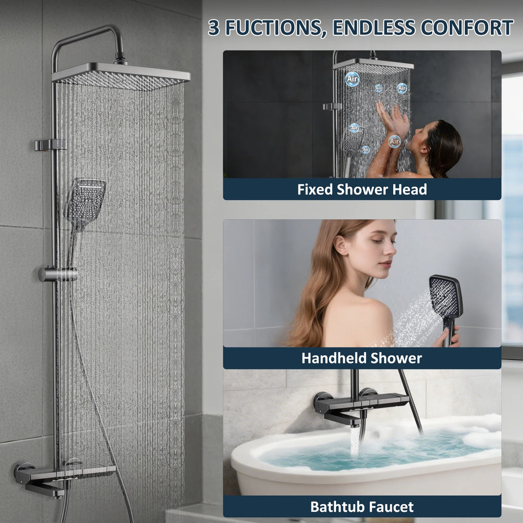 Bathroom Faucet Set Foldable spout 180° swivel spout Premium minimalist style Includes shower column and showerhead set