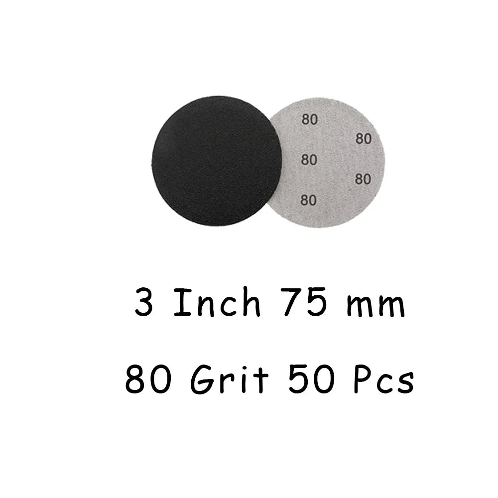 3 Inch Wet and Dry Sanding Paper 75mm Silicon Carbide Sandpaper 4/50/130 Pcs Hook and Loop Sanding Pad for Polishing Car Metal