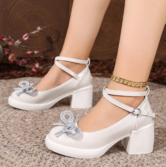 New Women Pumps Shoes Fashion Cross Strap Ladies Shallow Dress Mary Jane Shoes Female Elegant High Heel Footwear Platform Heels