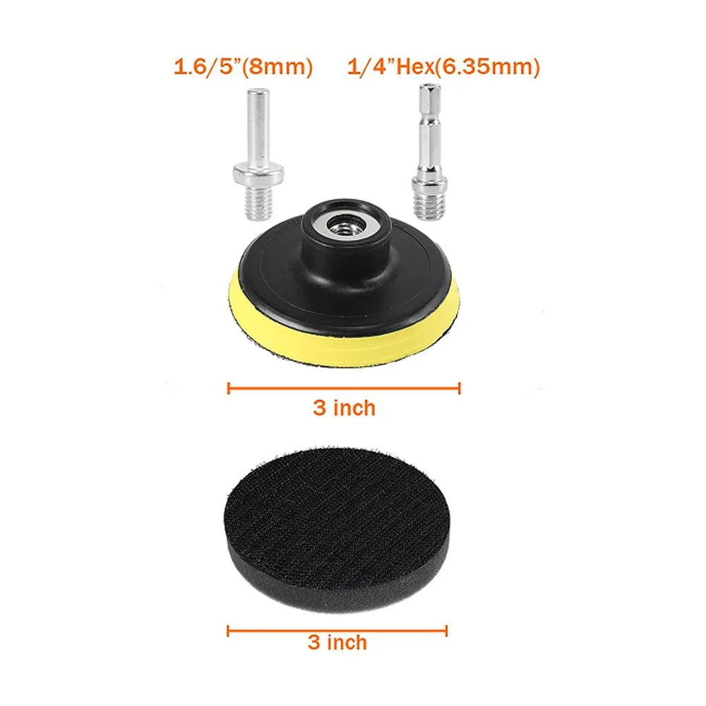 3 Inch Wet and Dry Sanding Paper 75mm Silicon Carbide Sandpaper 4/50/130 Pcs Hook and Loop Sanding Pad for Polishing Car Metal