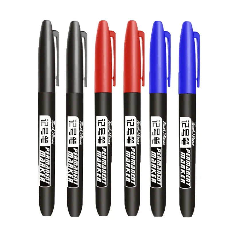 6-20PCs/Set Permanent Marker Pen Fine Point Waterproof Markers Thin Nib Crude Nib Black Blue Red Ink 1.5mm Fine Color Marker Pens