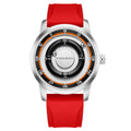 FOXBOX Magnetic Driven Watch Fashion Waterproof Quartz Wristwatch Rolling Steel Ball Pointer Sports Watches Military Clock+Box